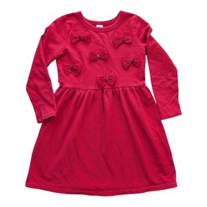 Carter's Girls' Red Long-Sleeve Bow Dress Cotton Size 6